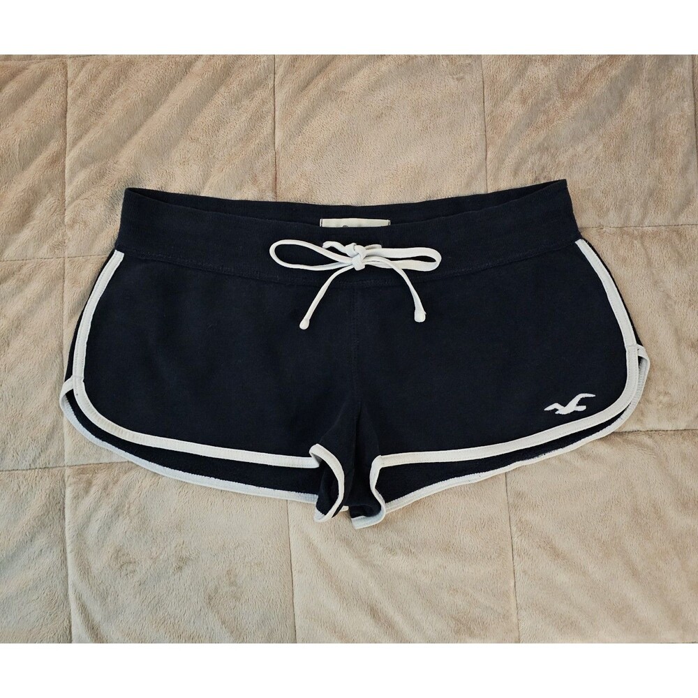 Hollister Dolphin Shorts Varsity Fleece Logo Mini Low Rise Lounge Gym Navy L Y2K